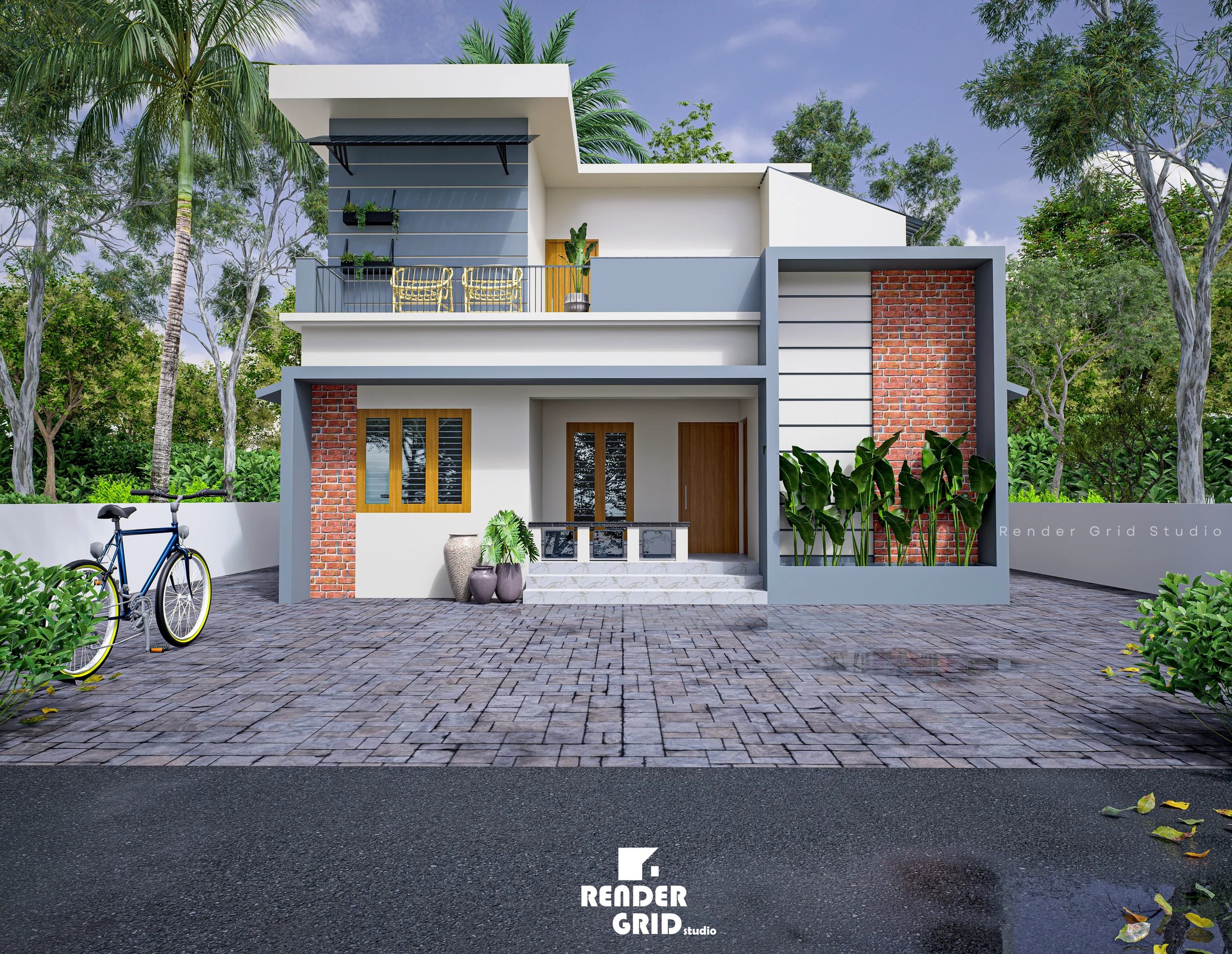 Brick Accent Residence completed exterior design