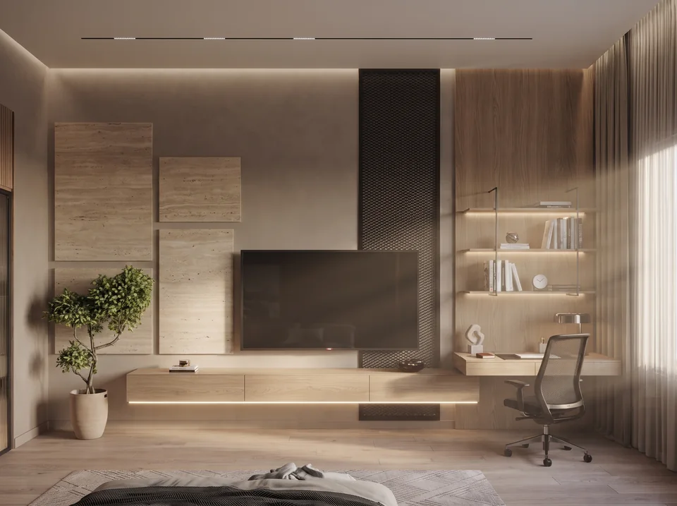 Layered Living & Media completed design view 04