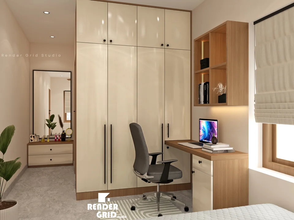 Soft Neutral Bedroom Suite completed design view 04