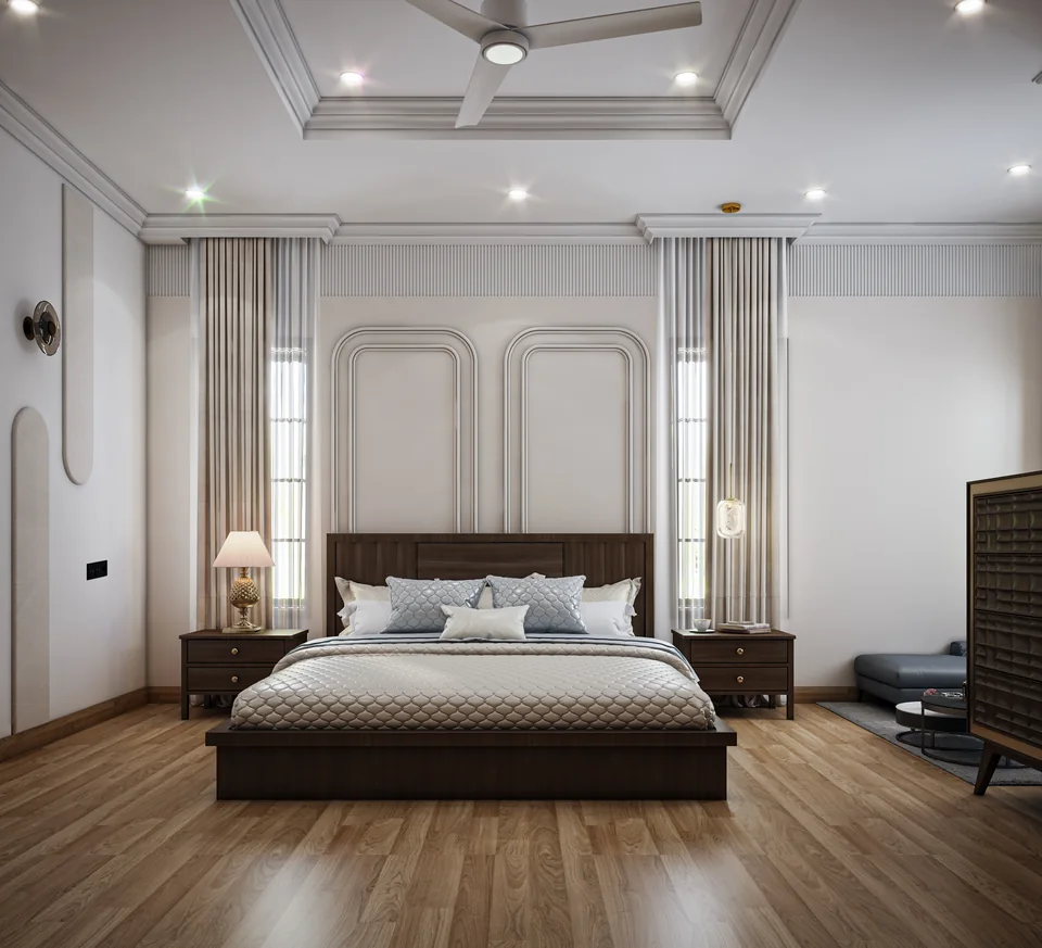 Soft Neutral Bedroom Suite completed design view 06