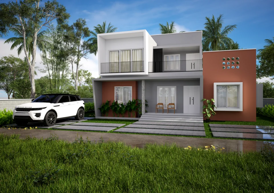 Terracotta Courtyard Residence completed design view 01