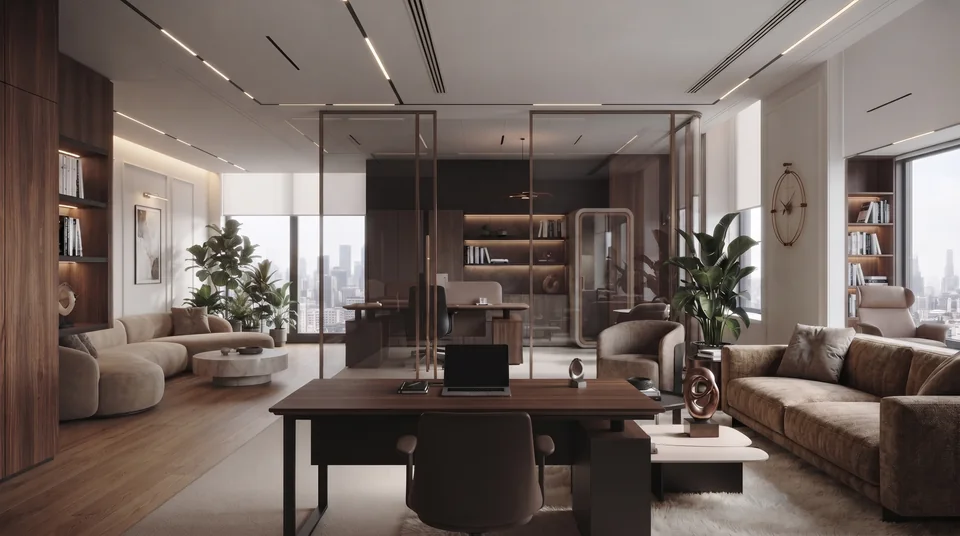 Walnut Open-Plan Residence completed design view 01
