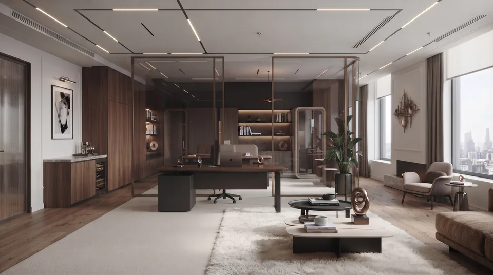Walnut Open-Plan Residence completed design view 02