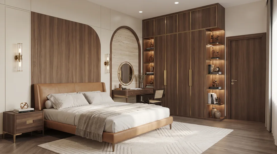 Warm Wood Bedroom Suite completed interior design
