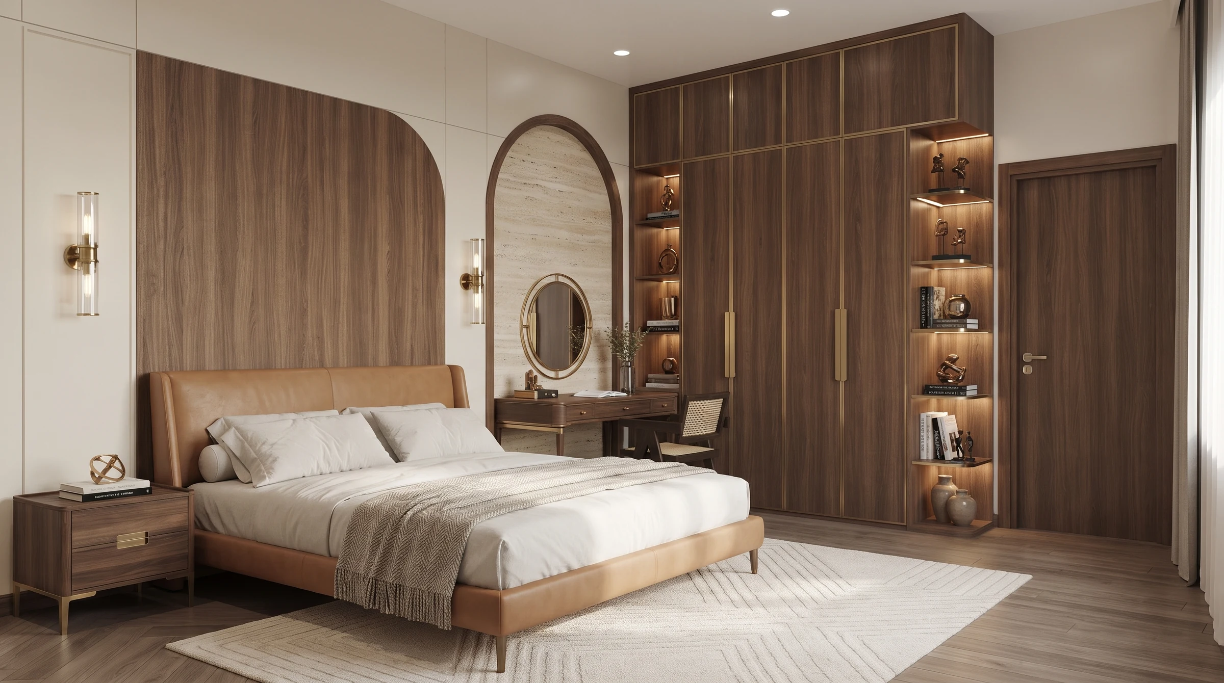 Warm Wood Bedroom Suite completed interior design