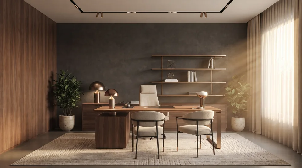 Warm Wood Workspace completed design view 01