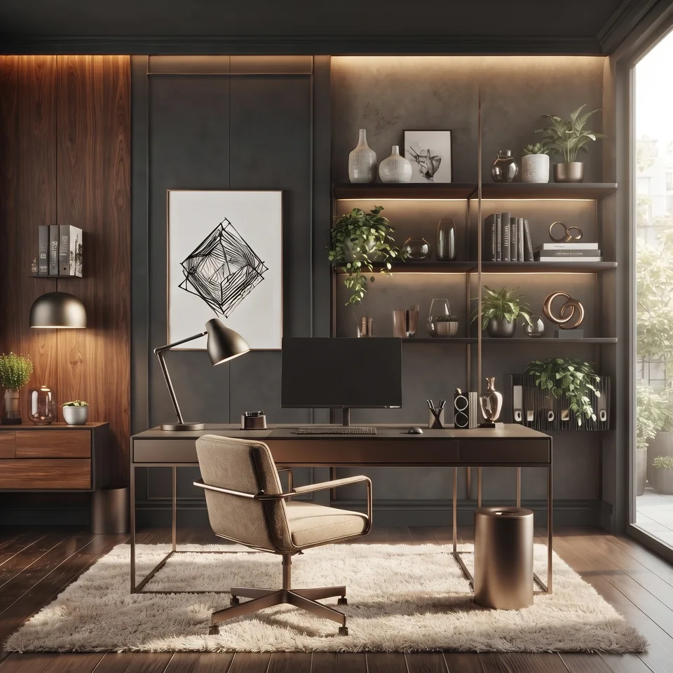 Warm Wood Workspace completed design view 04