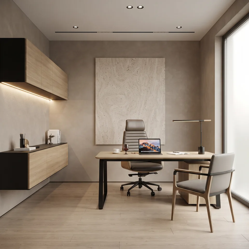 Warm Wood Workspace completed design view 05