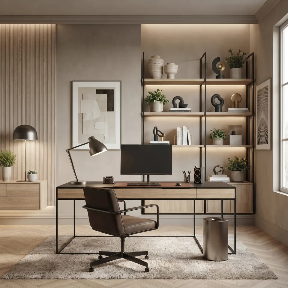 Warm Wood Workspace completed design view 06