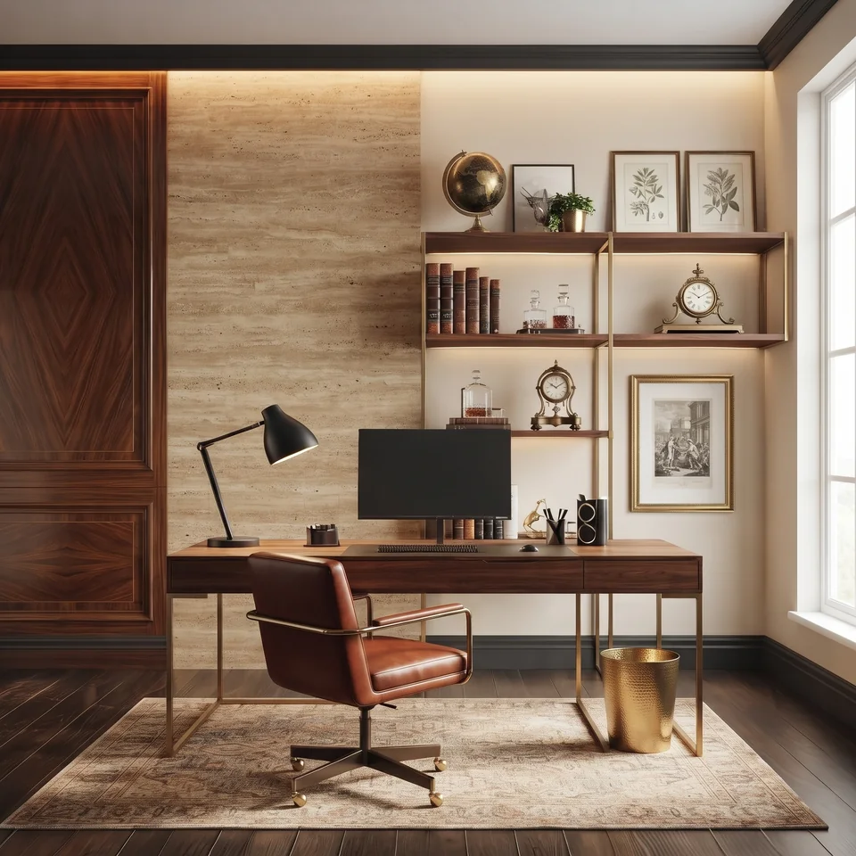 Warm Wood Workspace completed design view 08