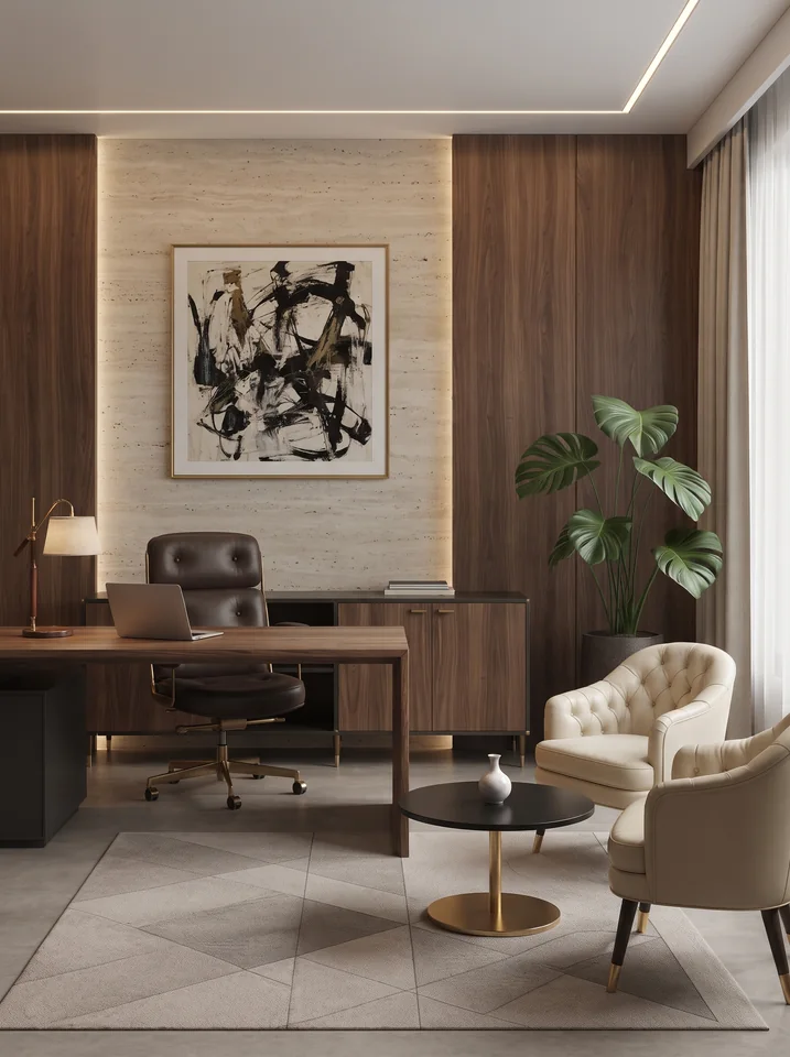 Warm Wood Workspace completed design view 09